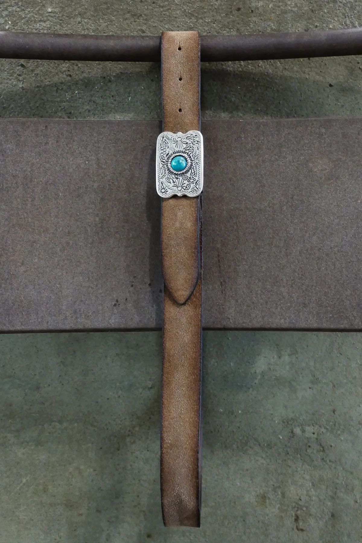 Alberto Luti - Type 503/30 Western Buckle with Turquoise Suede Leather Belt