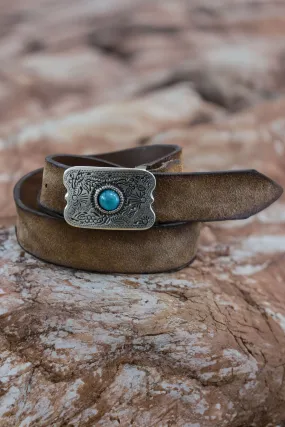 Alberto Luti - Type 503/30 Western Buckle with Turquoise Suede Leather Belt