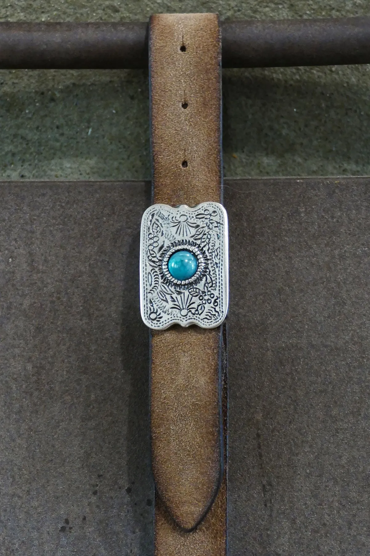 Alberto Luti - Type 503/30 Western Buckle with Turquoise Suede Leather Belt