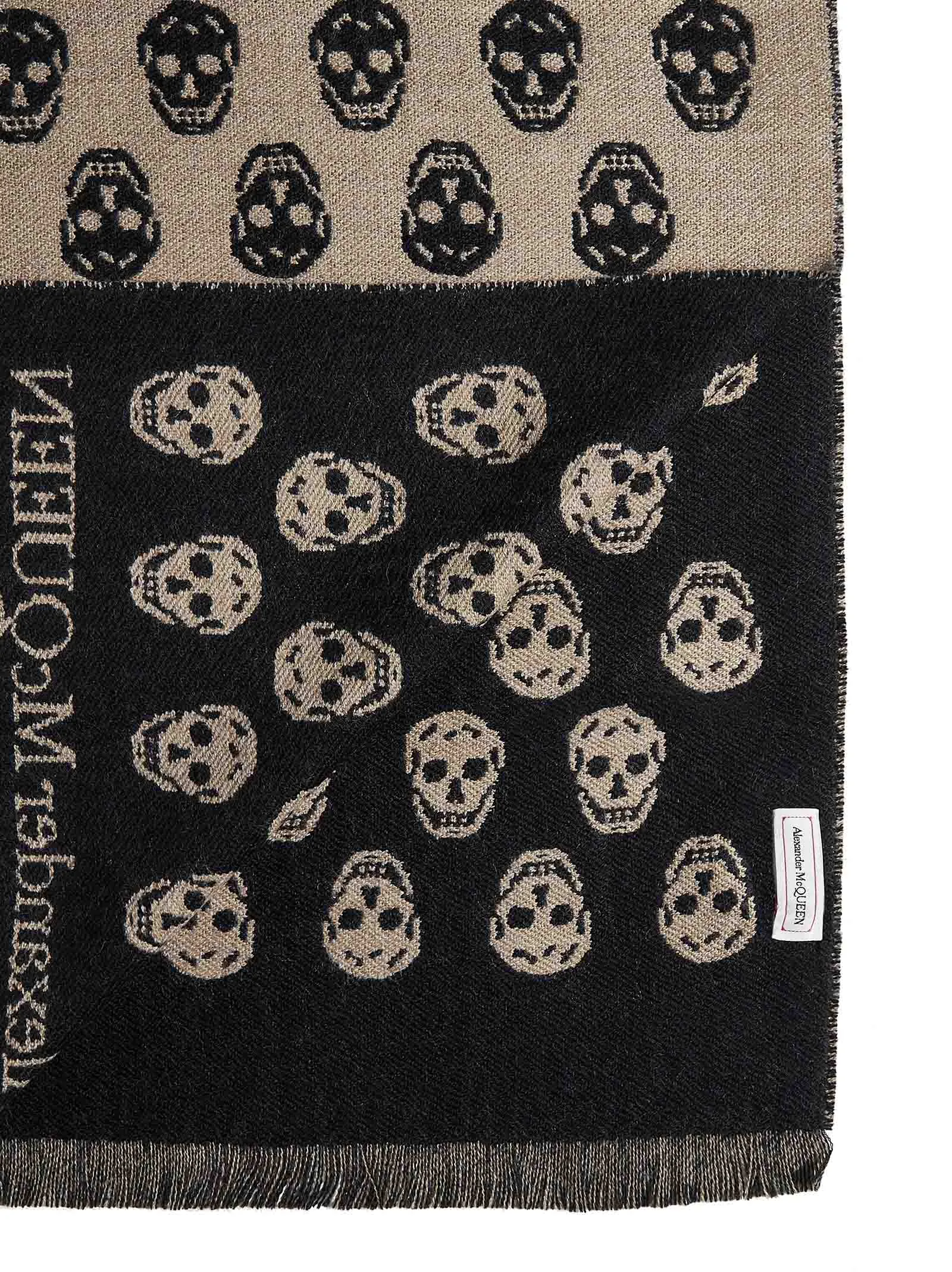 Alexander McQueen Allover Skull Intarsia-Knit Scarf