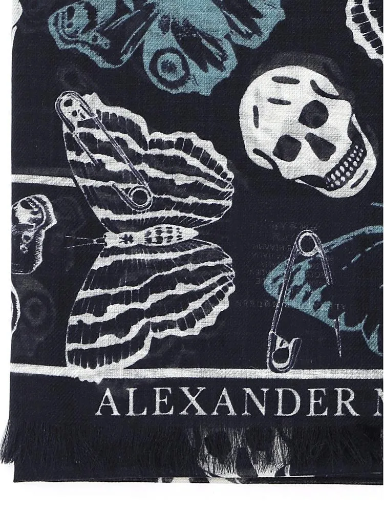 Alexander McQueen Butterfly Skull Pattern Scarf