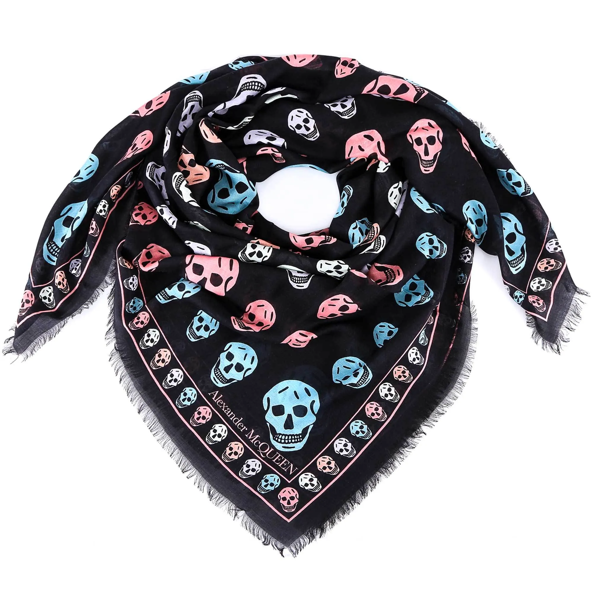 Alexander McQueen Colourful Skull Print Scarf