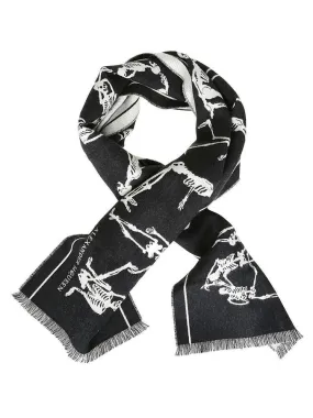 Alexander McQueen Dancing Skeleton Frayed Scarf