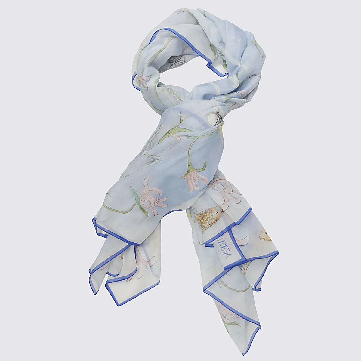 Alexander McQueen Floral Printed Fine Knit Scarf