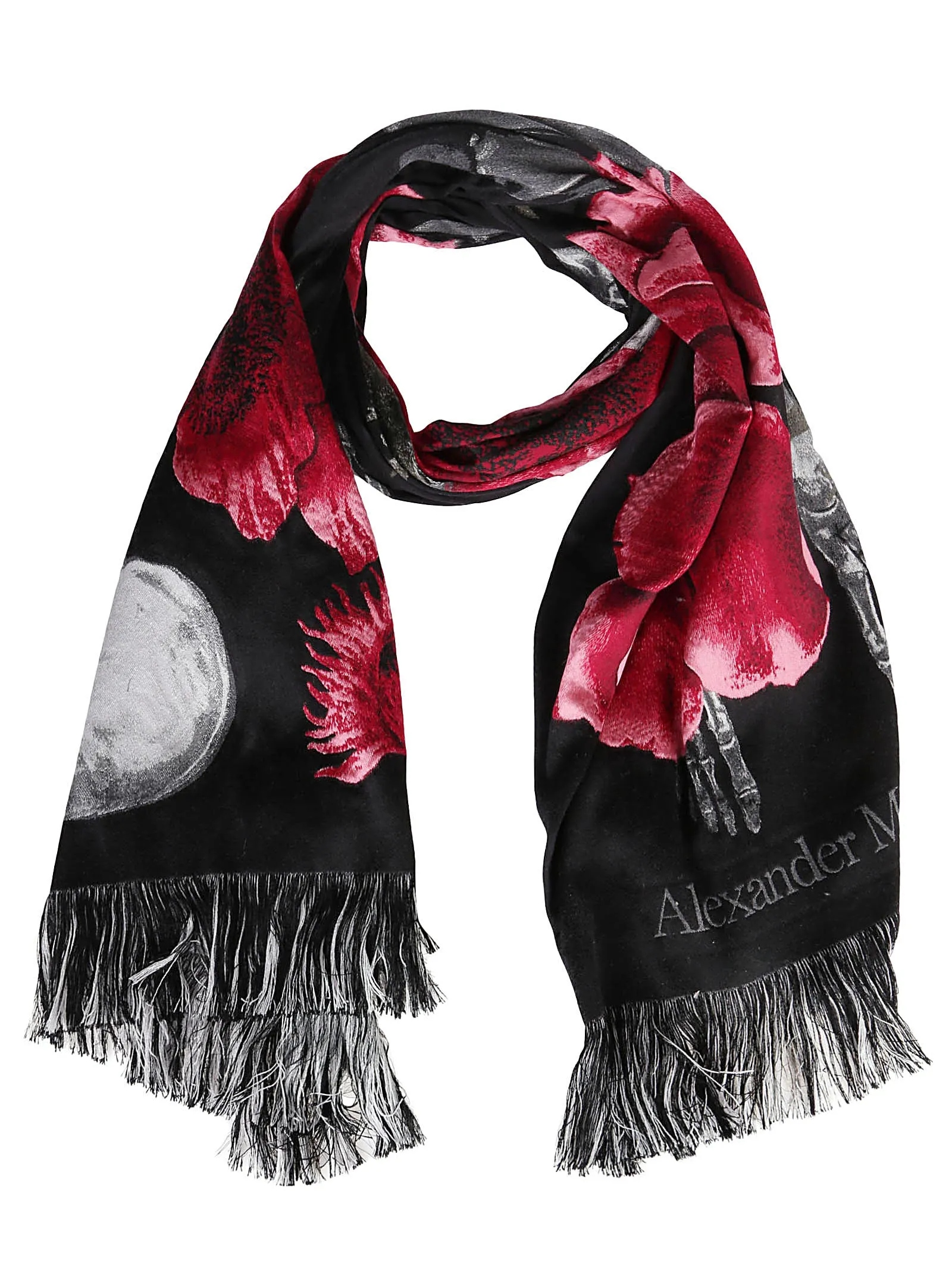 Alexander McQueen Floral Skeleton Printed Scarf