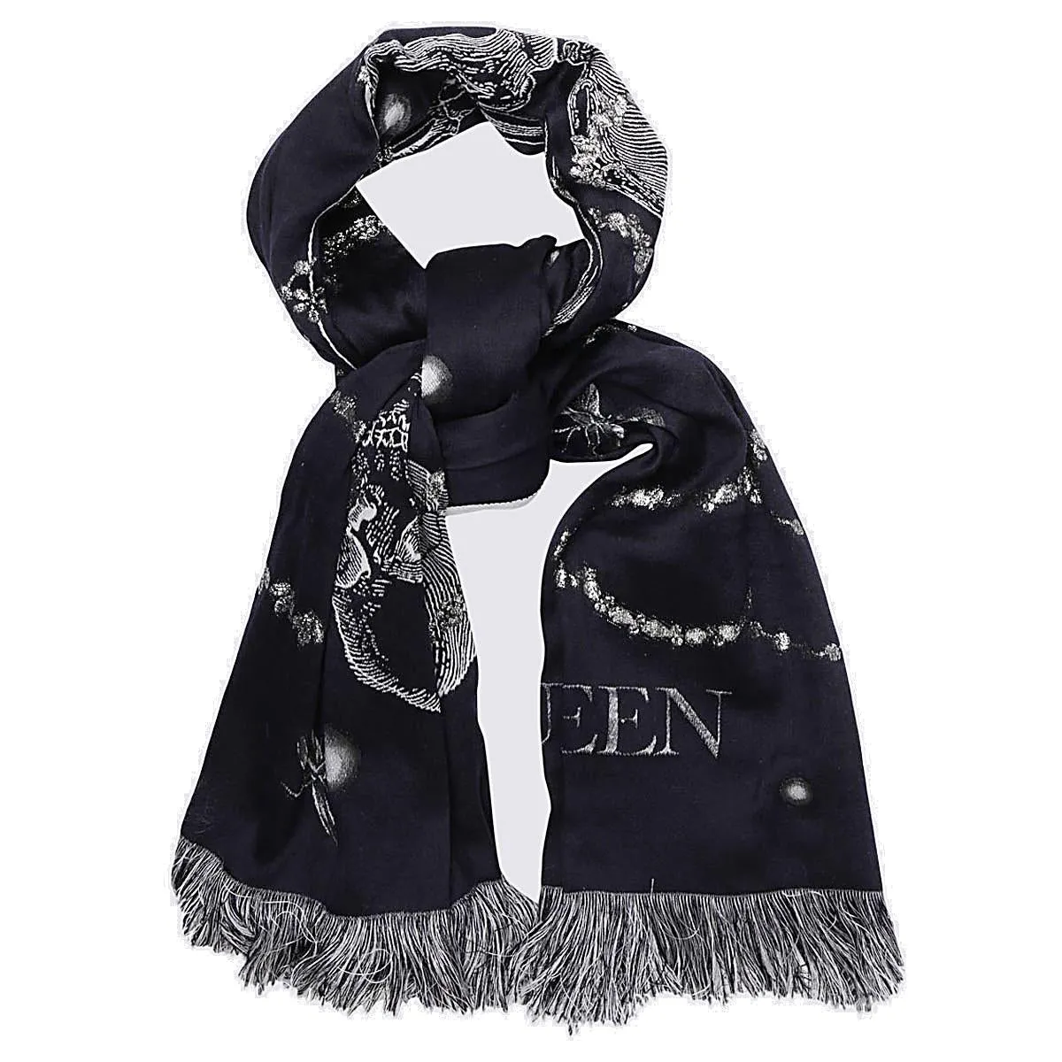 Alexander McQueen Logo Detailed Frayed Scarf