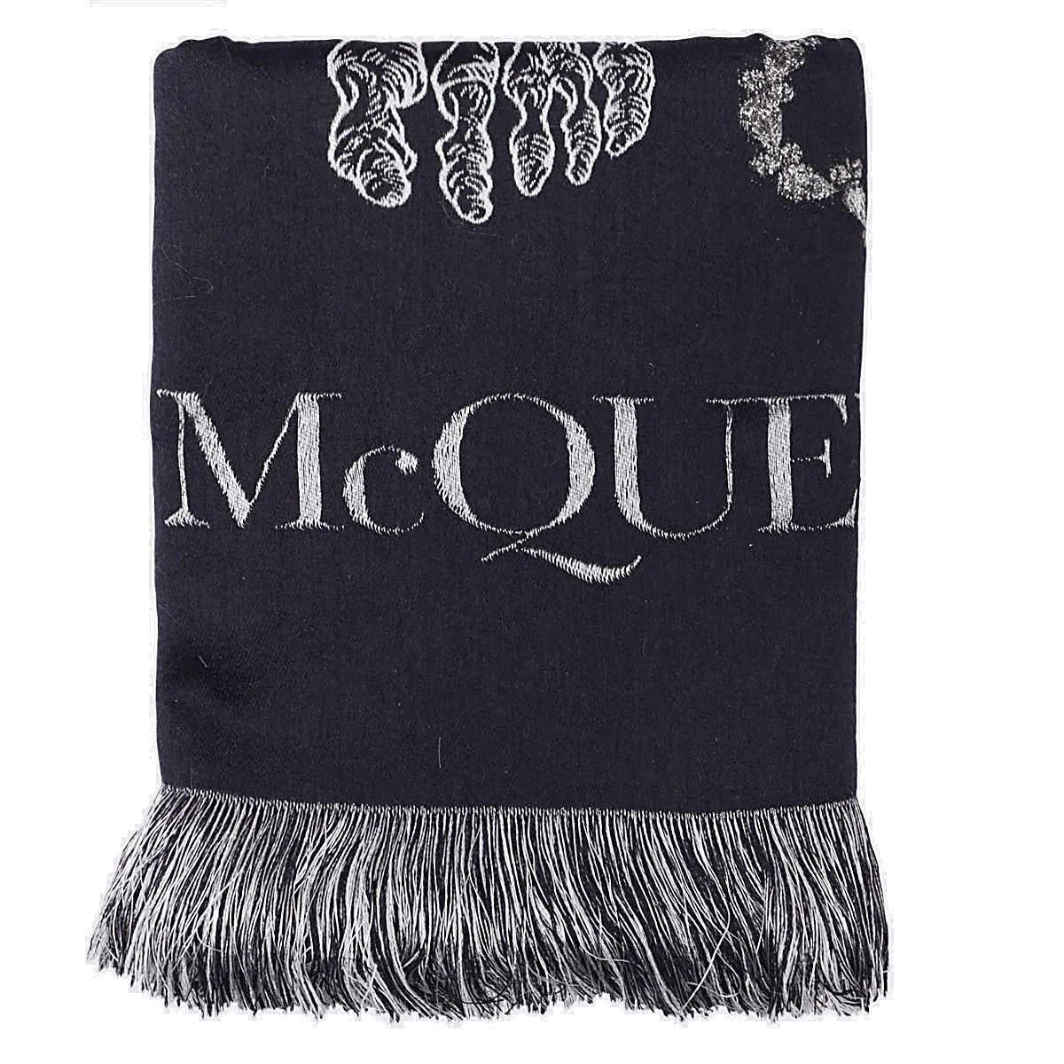 Alexander McQueen Logo Detailed Frayed Scarf