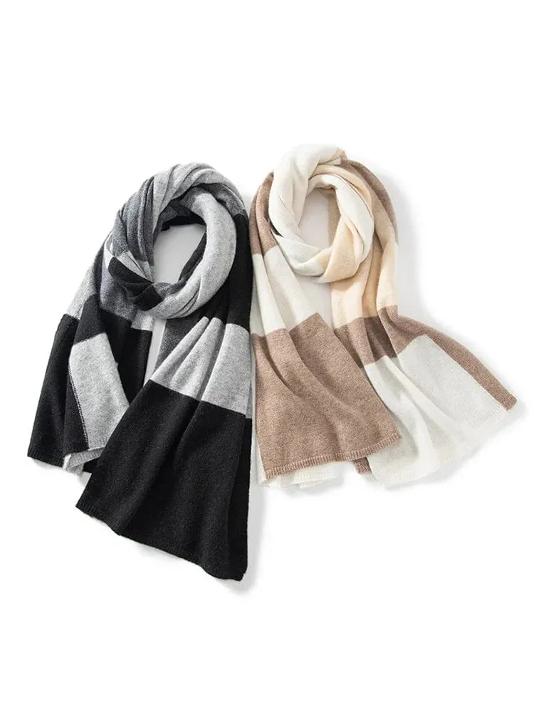 Autumn Winter Wool Cashmere Stripes Wrap Shawl Scarf, Pashmina Big Scarves Cashmere Women Light-thin Outer Wraps 180x60cm