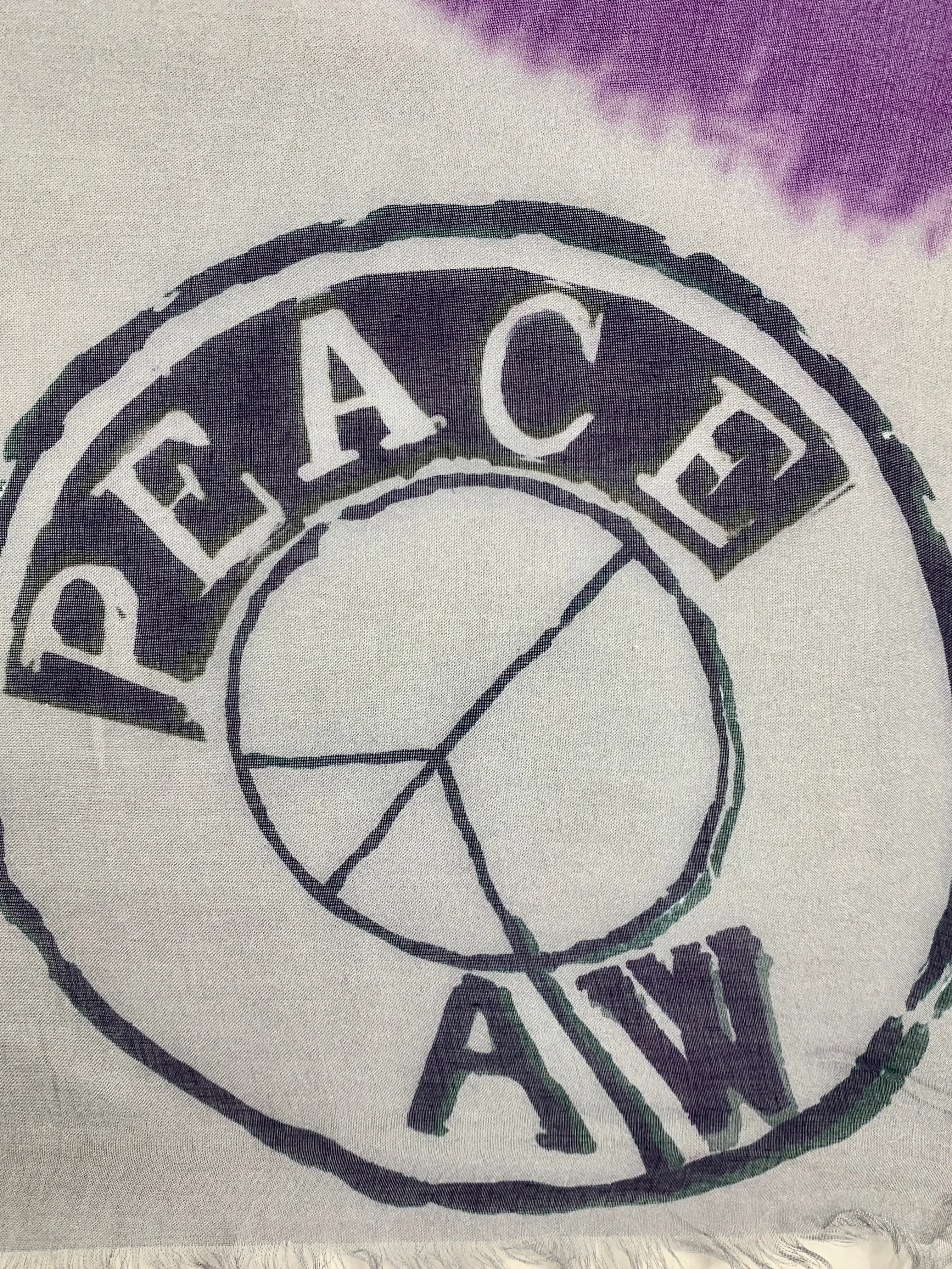 AW-1039 "PEACE" - BRITISH DESIGNER DIGITAL PRINT CASHMERE MODAL SCARF. MADE IN ITALY