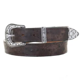 B1110 - Chocolate Vintage Ostrich Print Belt