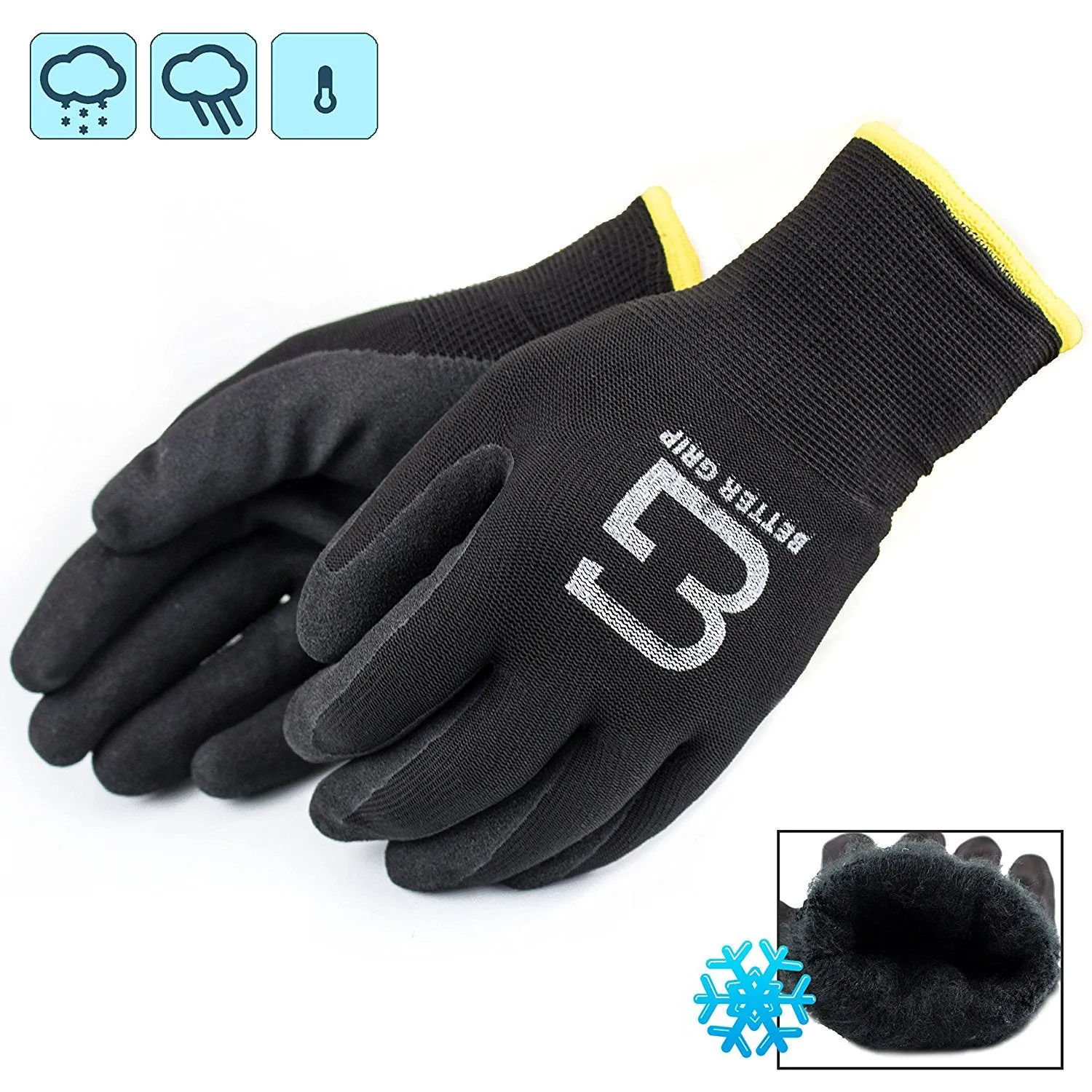 Better Grip® Double Lining Rubber Coated Gloves - BGWANS-BK 3 Pairs/ Pack