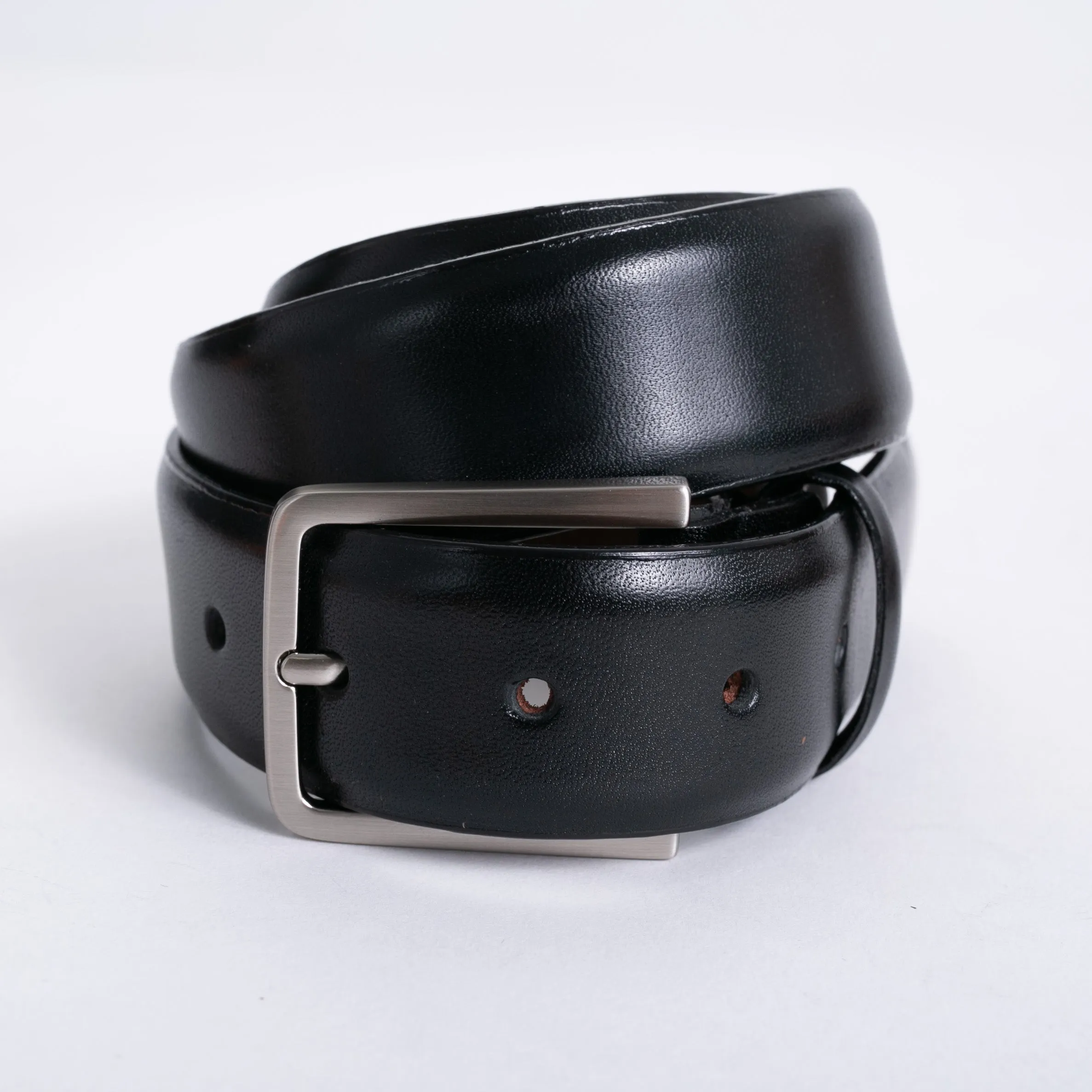 Black 35 mm Leather Dress Belt