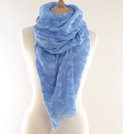 Blue Giraffe Print Scarf