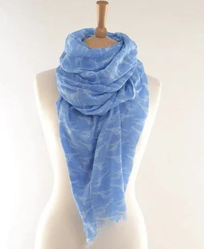 Blue Giraffe Print Scarf