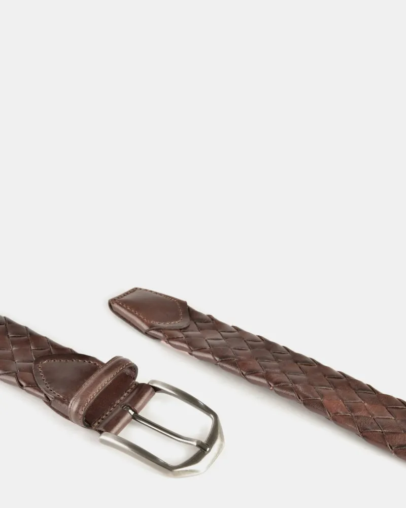 Braided Tubular Belt - Dark brown