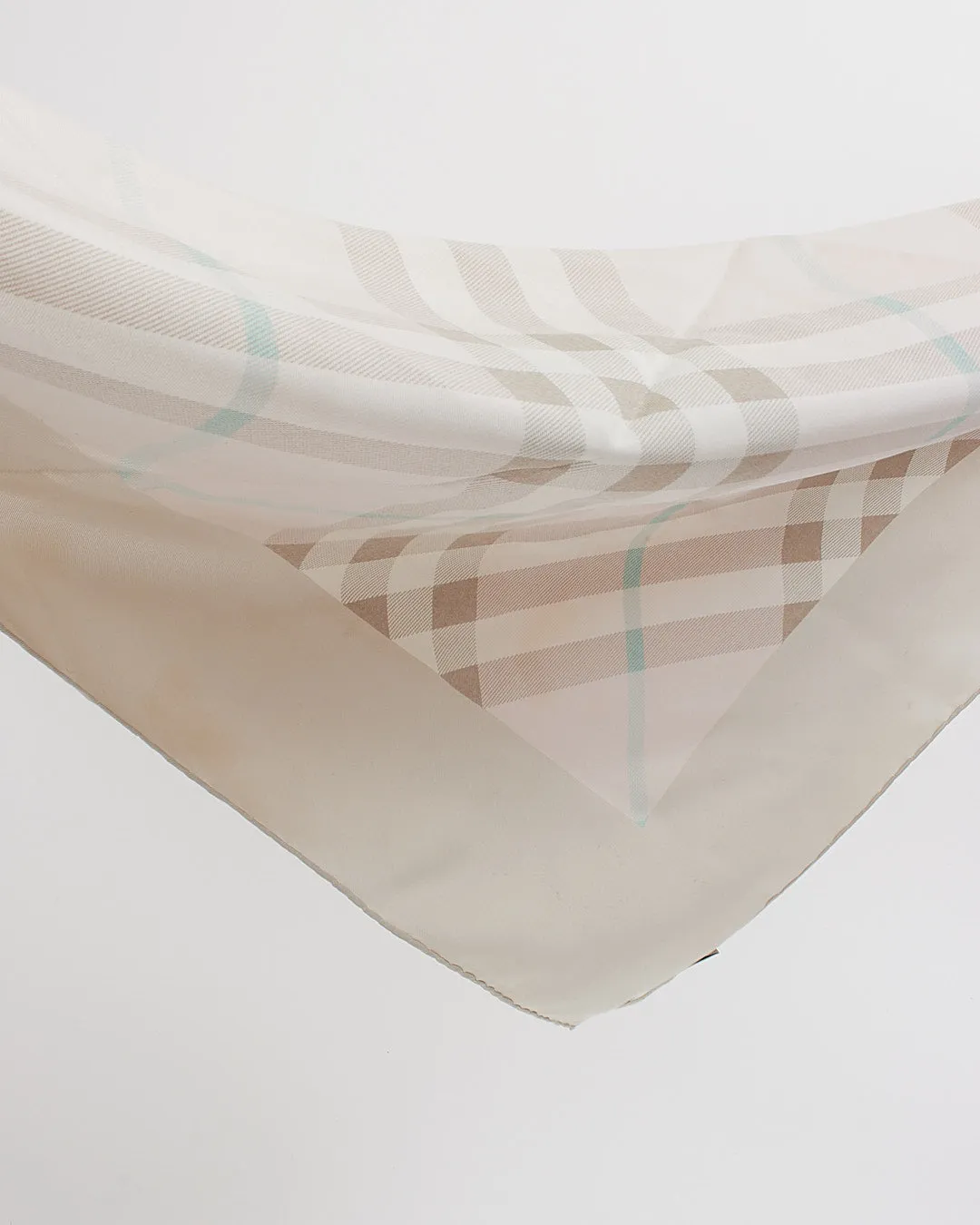 Burberry Beige/ Blue/ Pink Check Silk Scarf