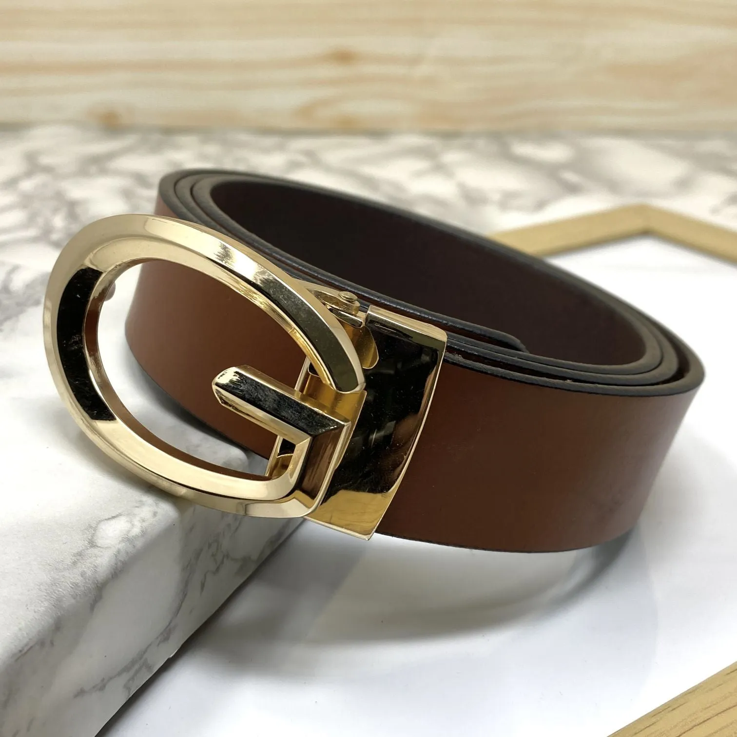 Classic G-Pattern Formal and Casual Leather Strap Belt -JonasParamount