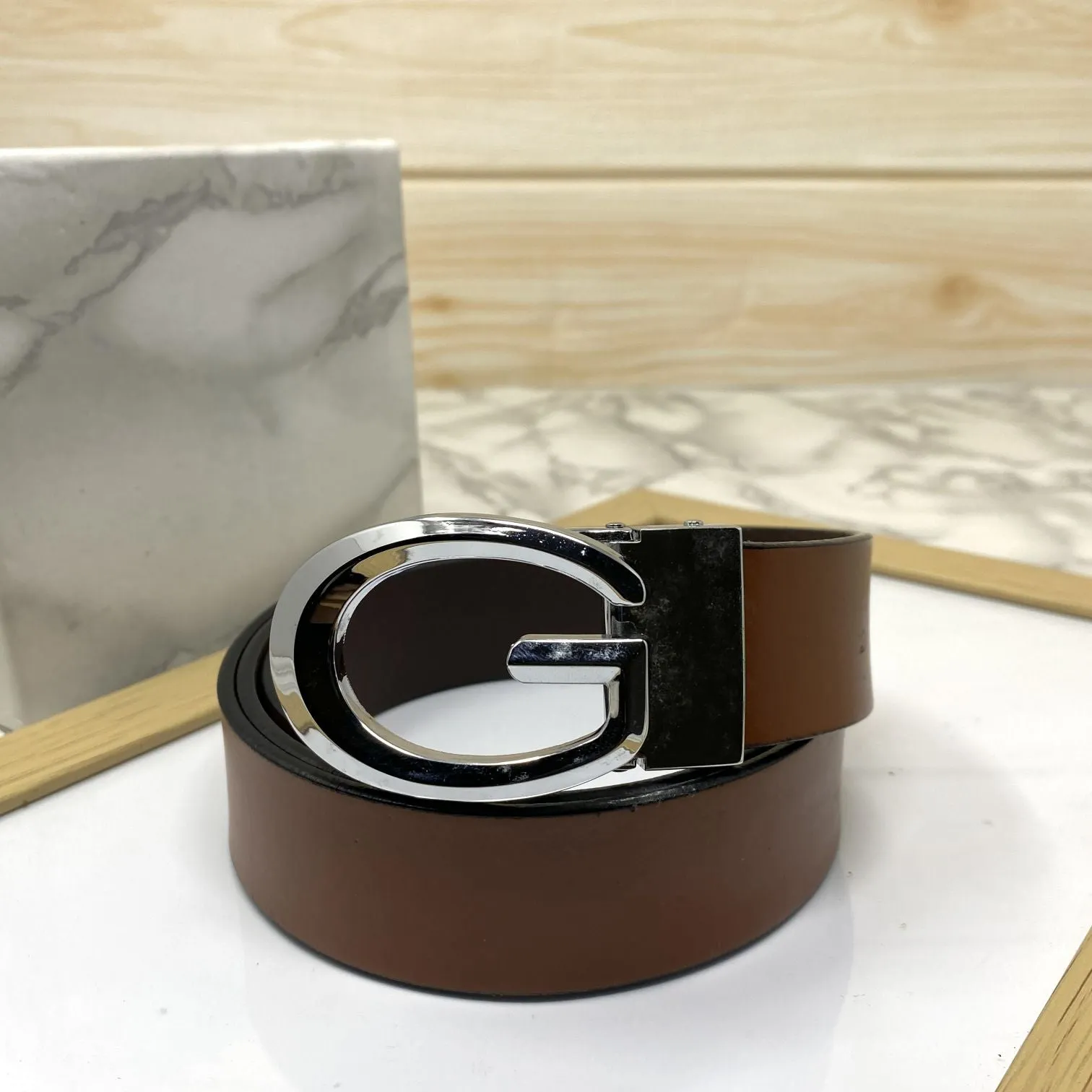 Classic G-Pattern Formal and Casual Leather Strap Belt -JonasParamount