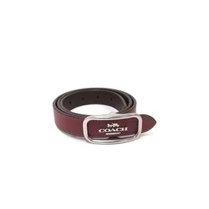 Coach Morgan Rectangle Buckle Belts In Silver Wine Oxblood CE969