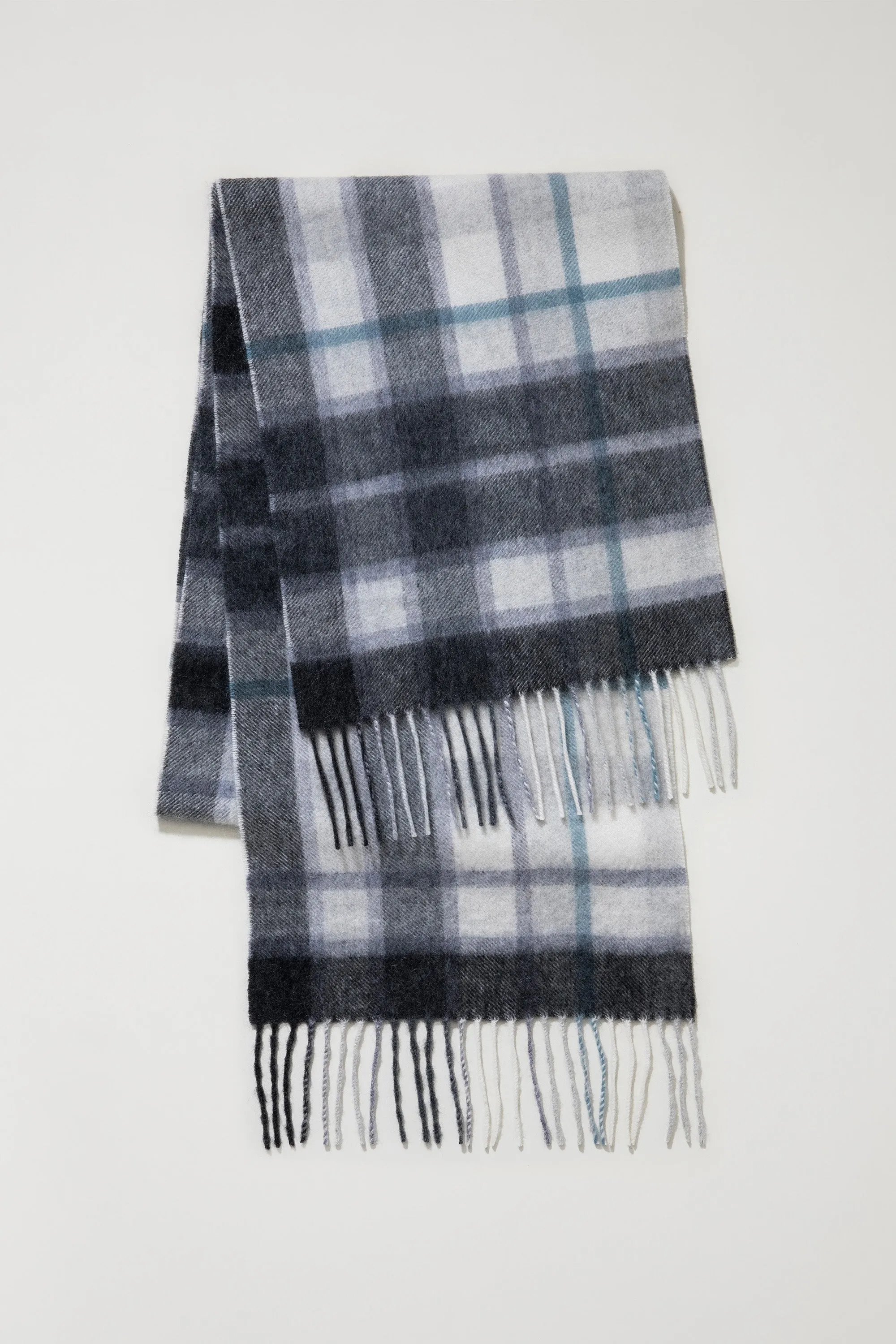 Contemporary Check Cashmere Scarf - Ashley Blue