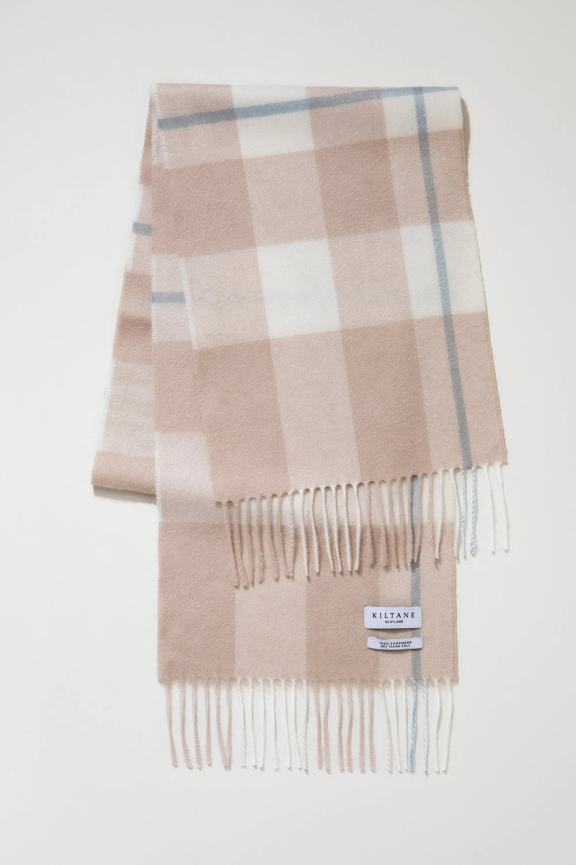 Contemporary Check Cashmere Scarf - Champagne Pink