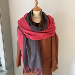 Coral Reversible Light Cashmere Feel Scarf