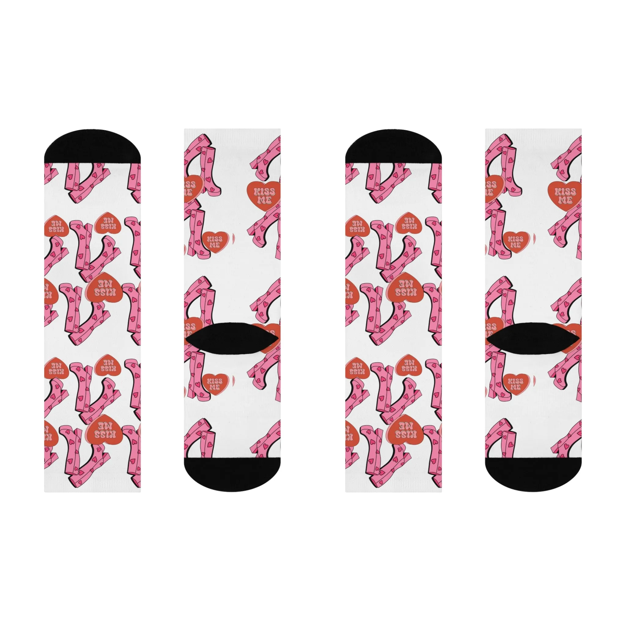 Crew Socks: Kiss Me Valentine Boots