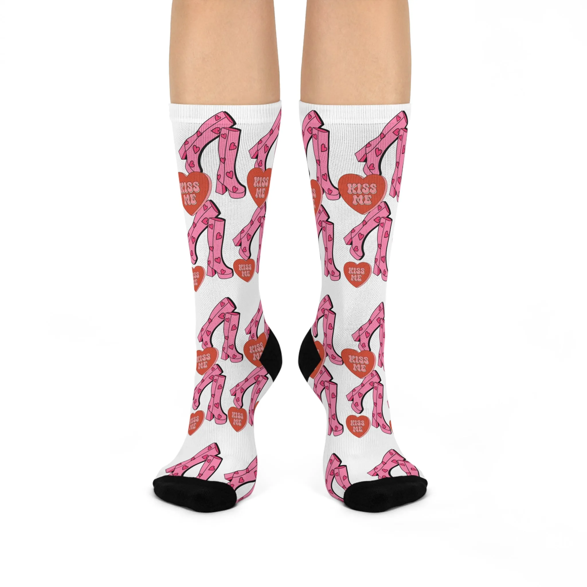 Crew Socks: Kiss Me Valentine Boots