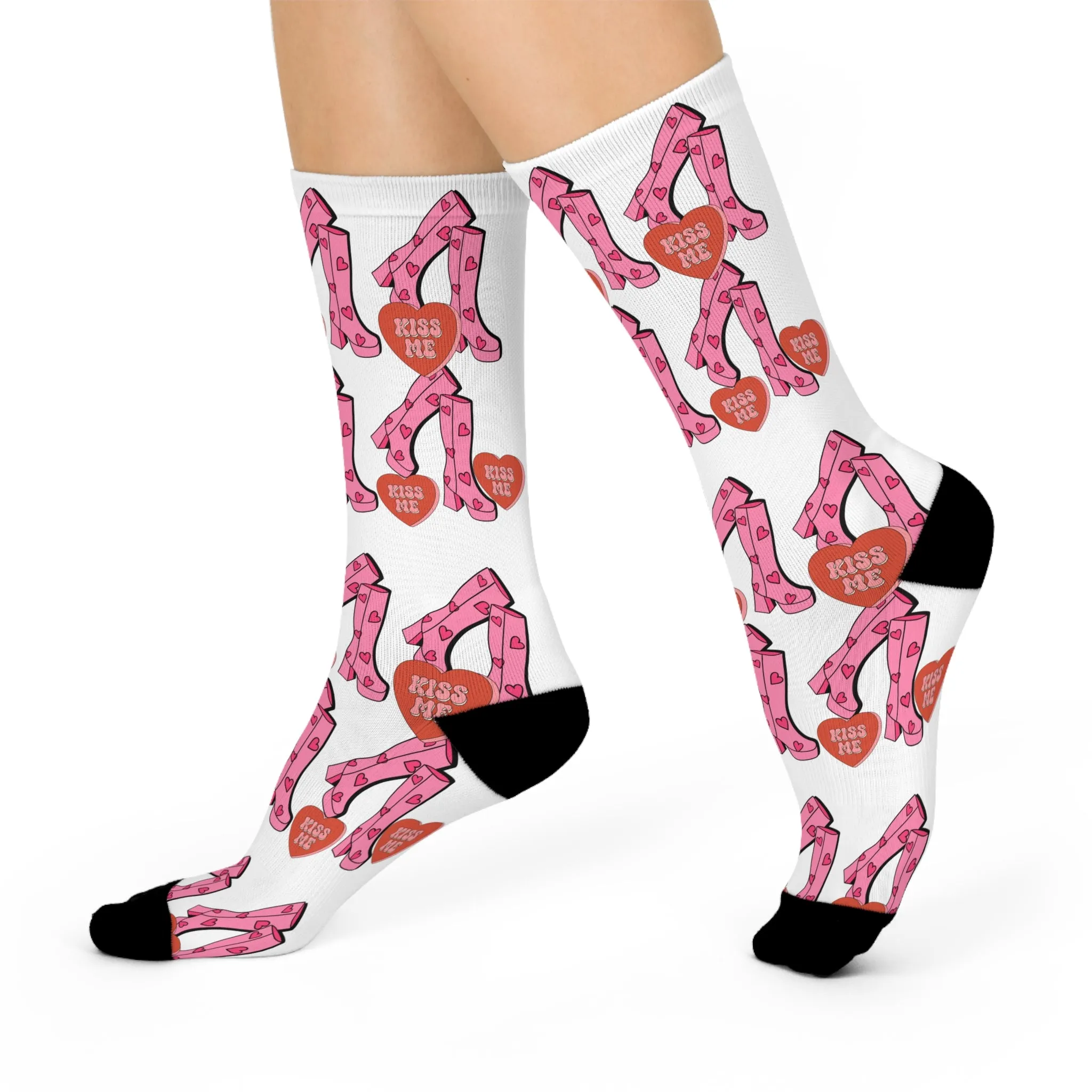 Crew Socks: Kiss Me Valentine Boots