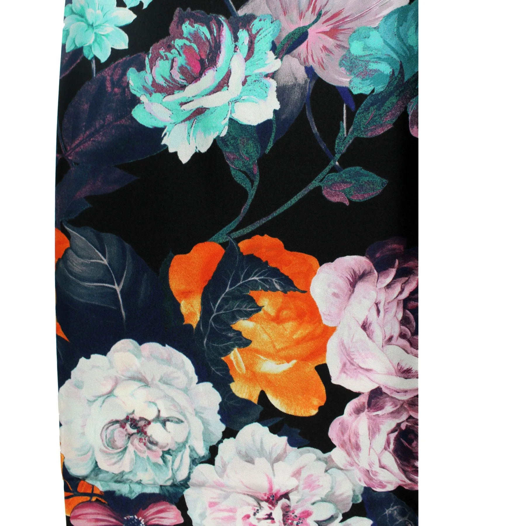 Elie Saab Silk Scarf Black Pink Floral - Twill Silk Foulard