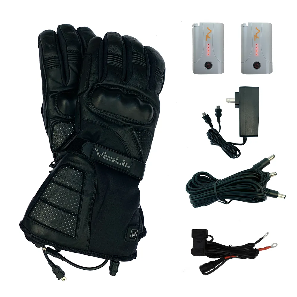 FUSION 12v/7v Dual Source Leather Motorcycle Heated Gloves 🏍