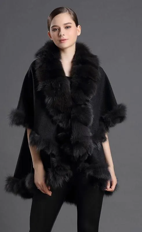 Genuine Fox Fur Half Sleeve Poncho