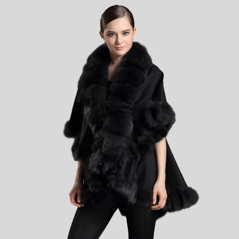 Genuine Fox Fur Half Sleeve Poncho