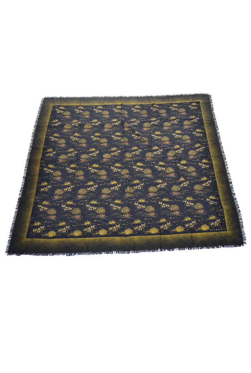 Givenchy Vintage Novelty Hunt Scarf In Black & Gold