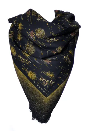 Givenchy Vintage Novelty Hunt Scarf In Black & Gold