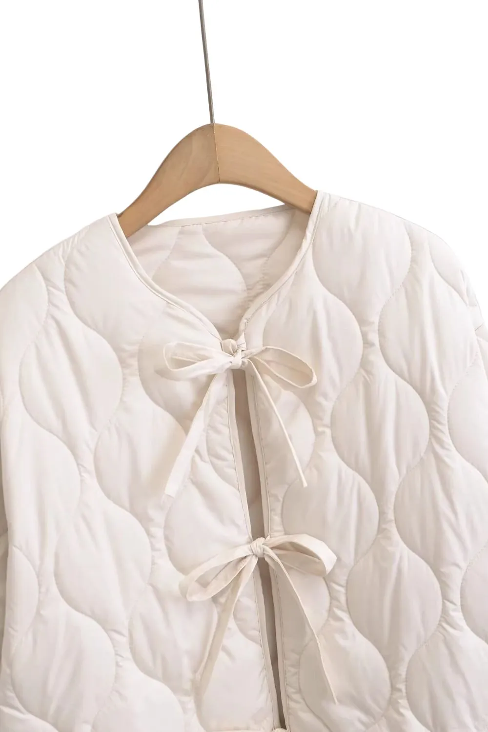 'Hannah' Minimalist Bow-Detail Cotton Jacket