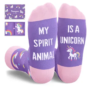 HAPPYPOP Unicorn Gifts for Women Men Girls - Funny Unicorn Socks, Crazy Unicorn Gifts for Adult Teens, Rainbow Animal Gifts for Unicorn Lovers