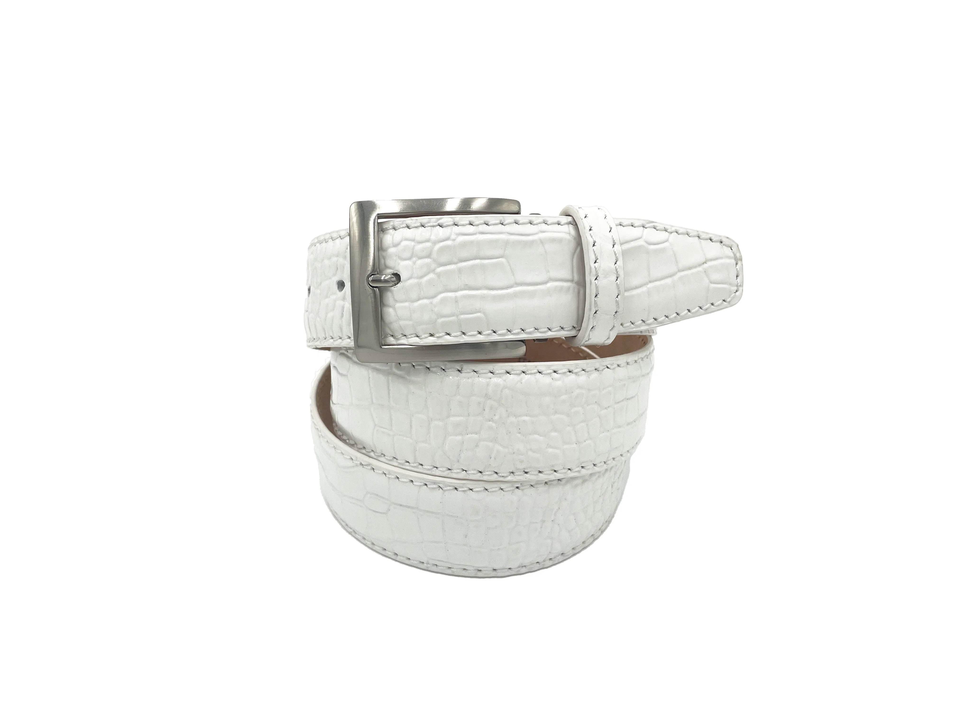 Italian Matte Mock Crocodile - White - 40mm