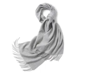 Lambswool Scarf Woven Plain Light Grey