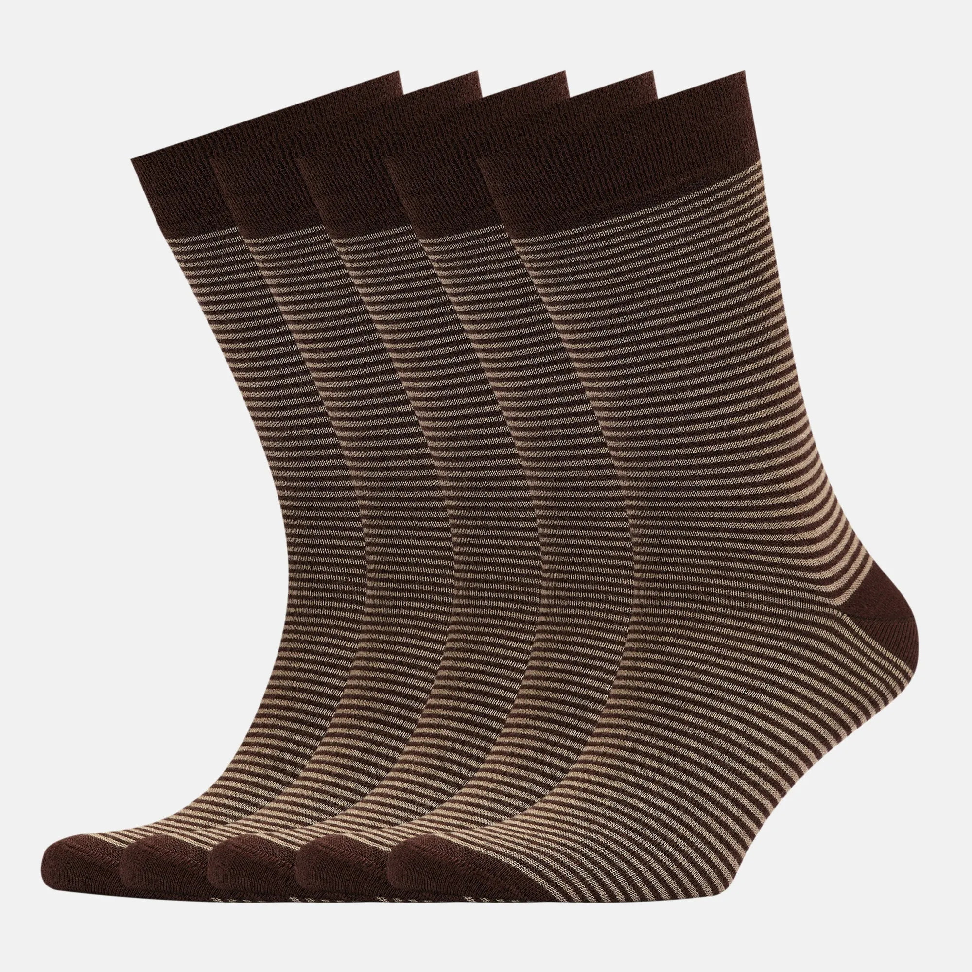 Men's Bamboo Dress Socks • Striped Pack of 1/3/5 Pairs • Dark Brown