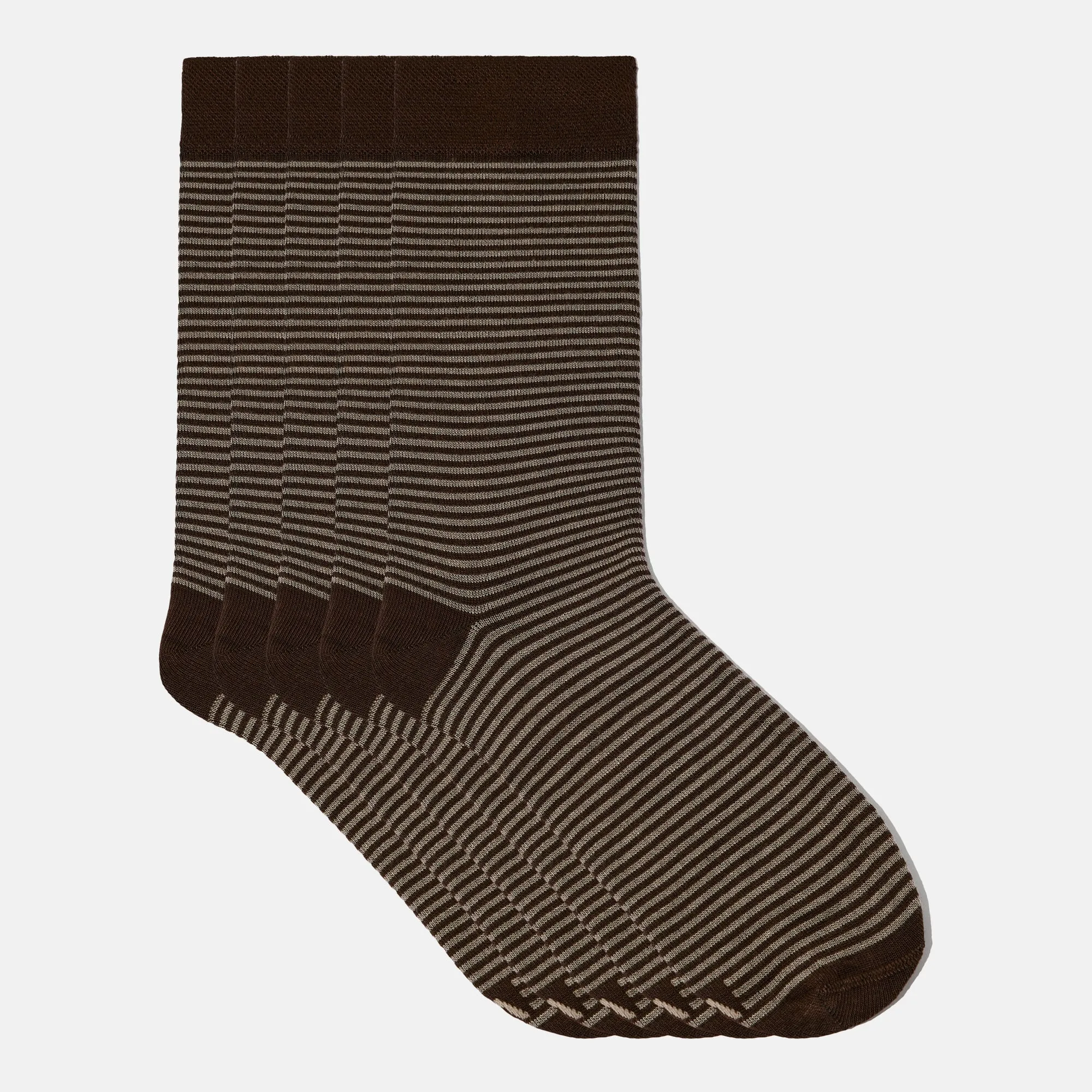 Men's Bamboo Dress Socks • Striped Pack of 1/3/5 Pairs • Dark Brown