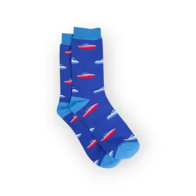 Men's Speedboat Nautical Blue Bamboo Socks