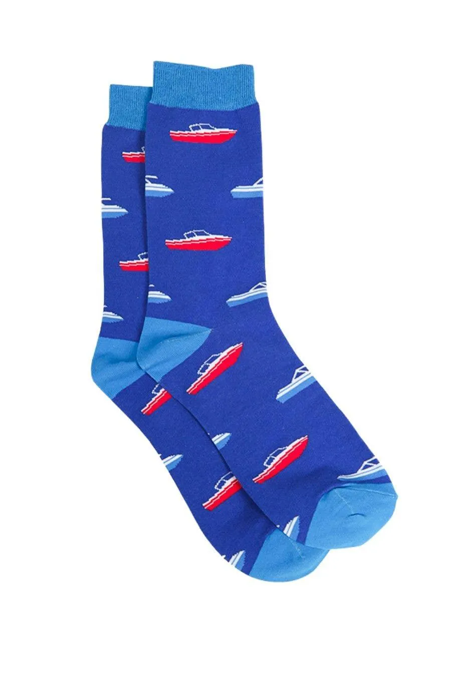 Men's Speedboat Nautical Blue Bamboo Socks