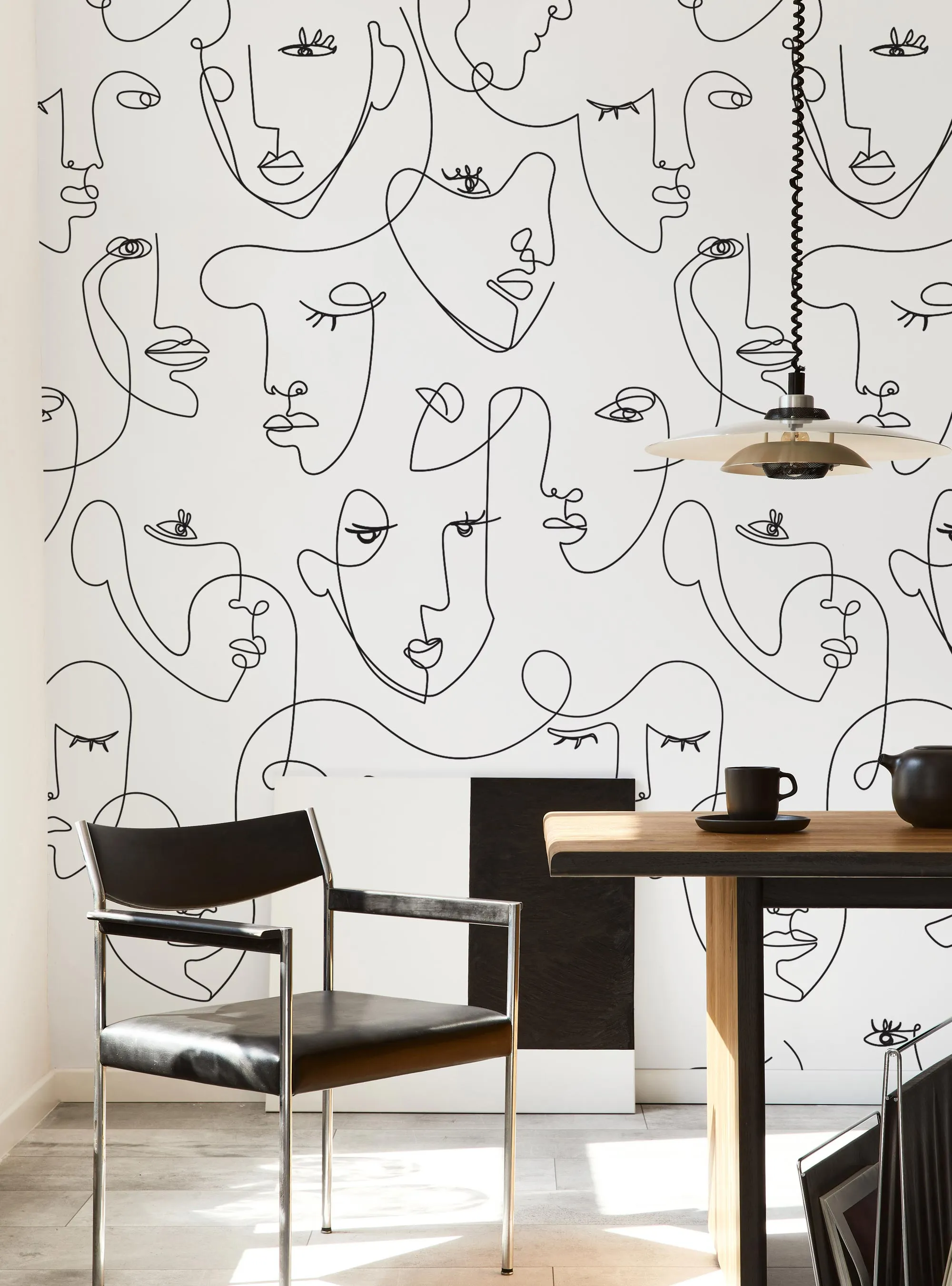 Minimalist Faces Line Art Mural Wallpaper