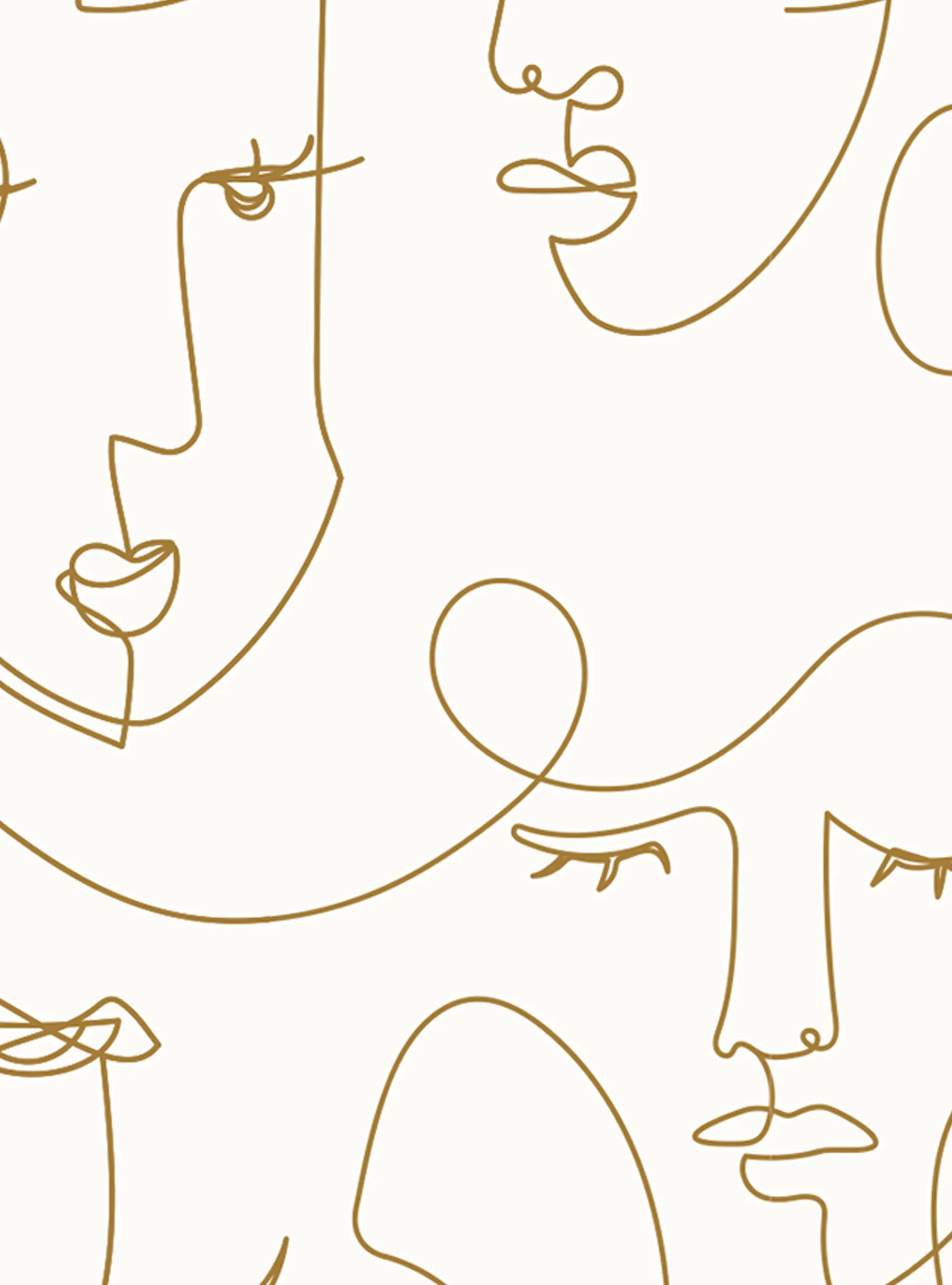 Minimalist Faces Line Art Mural Wallpaper