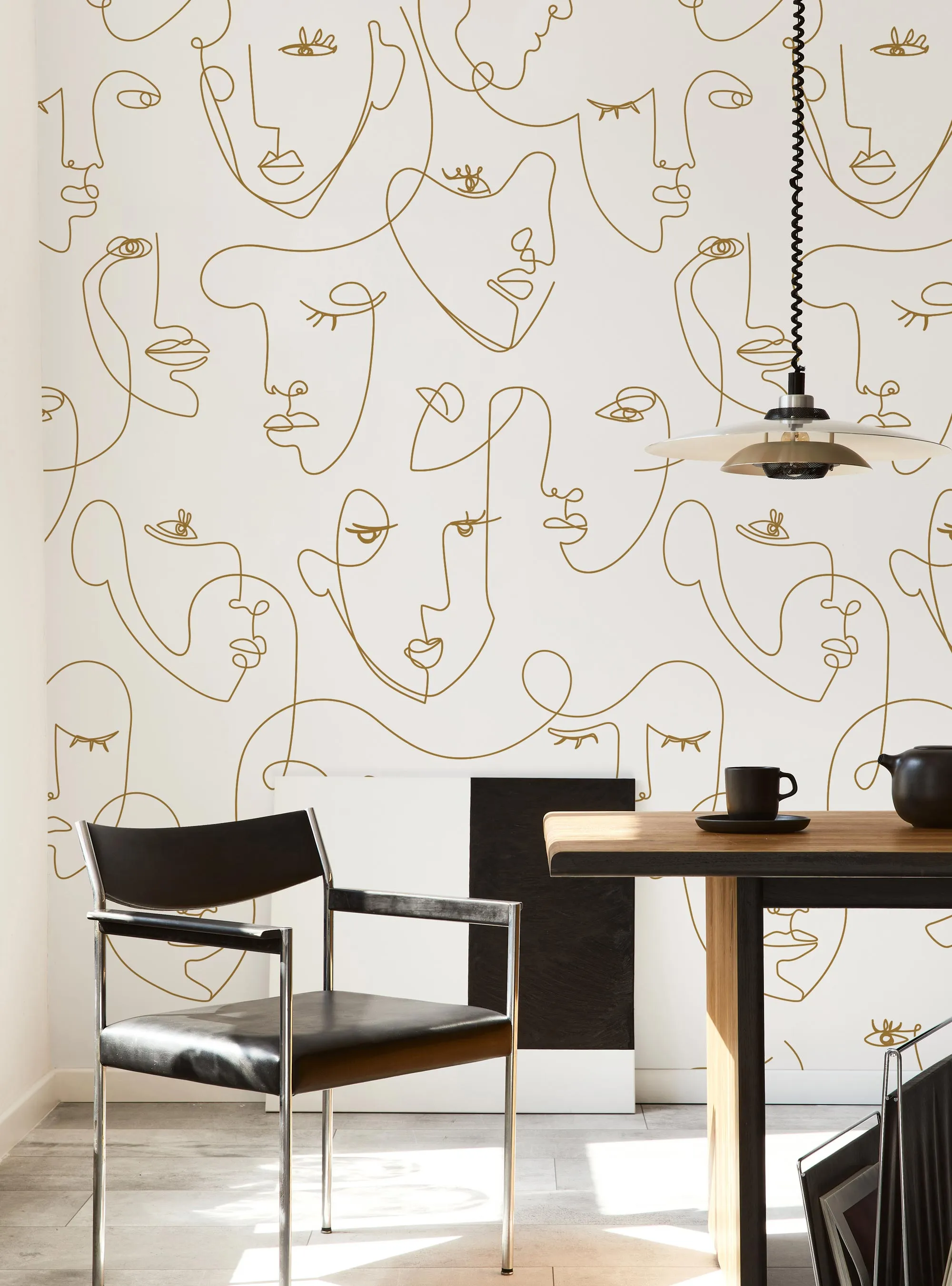 Minimalist Faces Line Art Mural Wallpaper