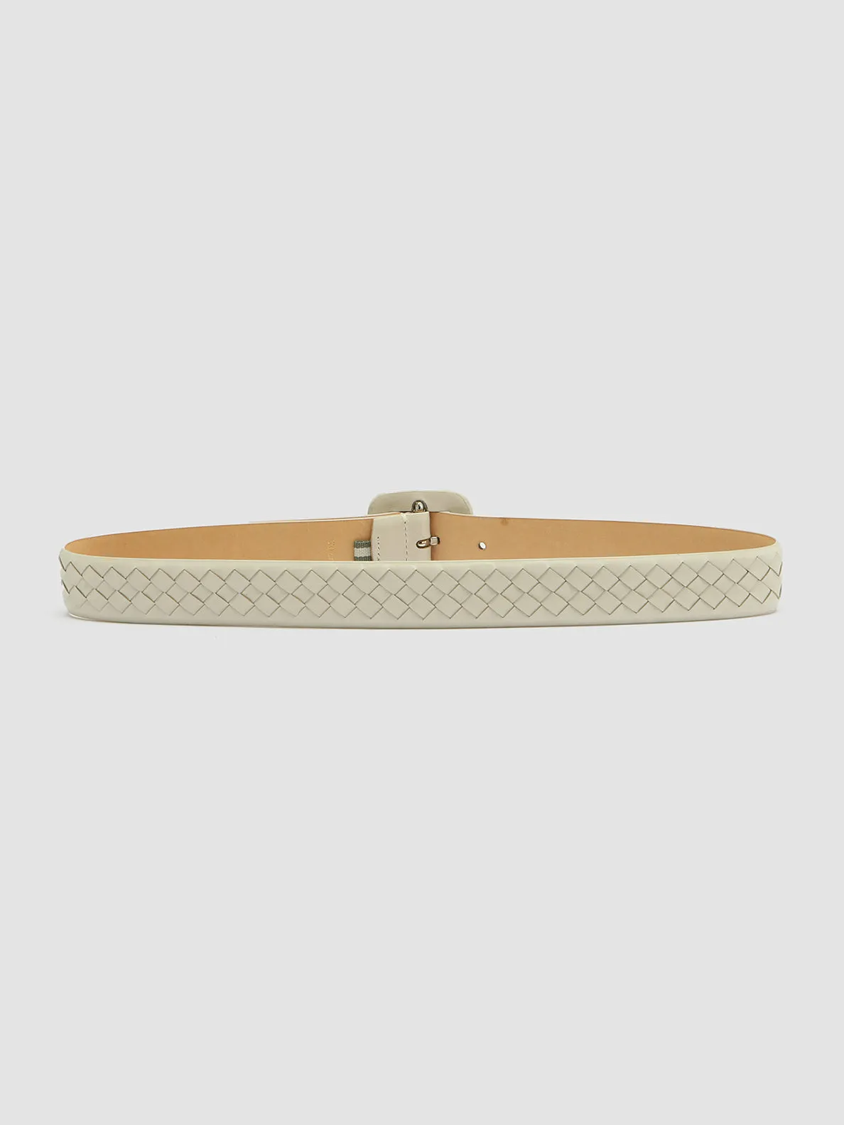 OC STRIP 060 - White Woven Leather Belt