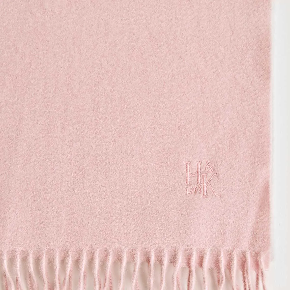 Plain Rose Pink Wide Width Pure Cashmere Scarf