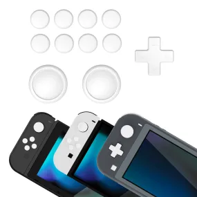 PlayVital Silicone Button Covers and Thumb Grip Set for Nintendo Switch/OLED Joycon/Switch Lite, ABXY Directional Key Button Caps for Nintendo Switch/OLED/Lite with Switch Lite D-Pad Button Cap - White - NJM3004