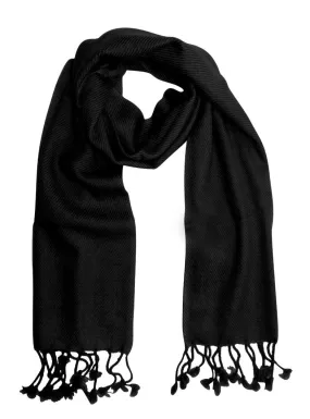 Pure Cashmere Wool Unisex Scarf - Black